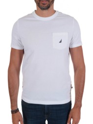 nautica t-shirt pocket logo λευκο
