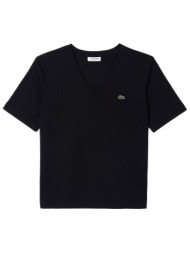 lacoste t-shirt v neck logo relaxed fit μαυρο