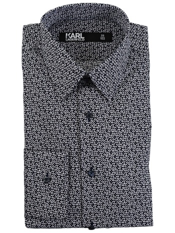 karl lagerfeld πουκαμισο μικροσχεδιο modern fit μπλε-λευκο σε προσφορά