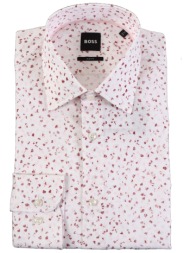 boss πουκαμισο floral slim fit h-hank-kent-c1-214 λευκο-μπορντω