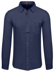 boss casual πουκαμισο λινο regular fit relegant 6 μπλε