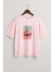 gant t-shirt washed graphic ss ροζ