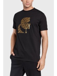 karl lagerfeld t-shirt gold logo mαυρο