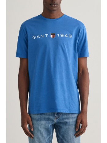 gant t-shirt printed graphic ss ρουα μπλε