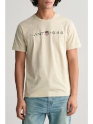 gant t-shirt printed graphic ss μπεζ