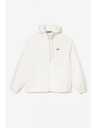lacoste μπουφαν jacket hood logo λευκο