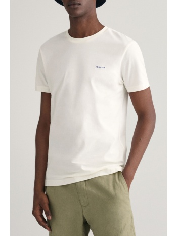 gant t-shirt slim fit contrast logo ss λευκο