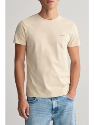 gant t-shirt slim fit contrast logo ss μπεζ