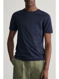 gant t-shirt slim fit contrast logo ss μπλε