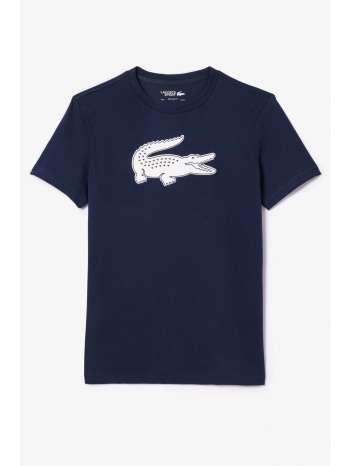 lacoste t-shirt ultra dry logo μπλε