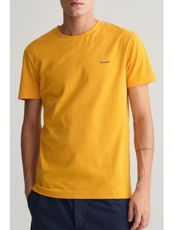 gant t-shirt slim fit contrast logo ss μουσταρδι