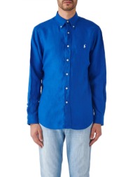 ralph lauren πουκαμισο λινο button down custom fit ρουα μπλε