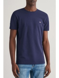 gant t-shirt slim pique ss μπλε
