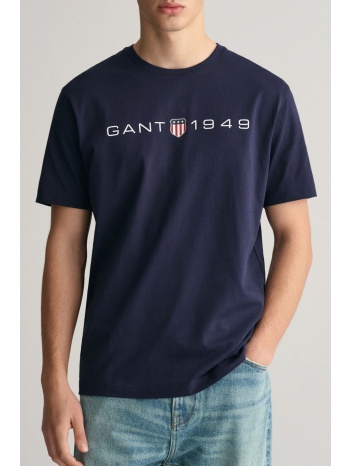 gant t-shirt printed graphic ss μπλε