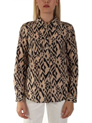 marella sport πουκαμισο agape all over print μπεζ-μαυρο
