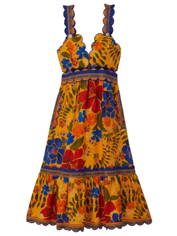 farm rio φορεμα midi floral πολυχρωμο