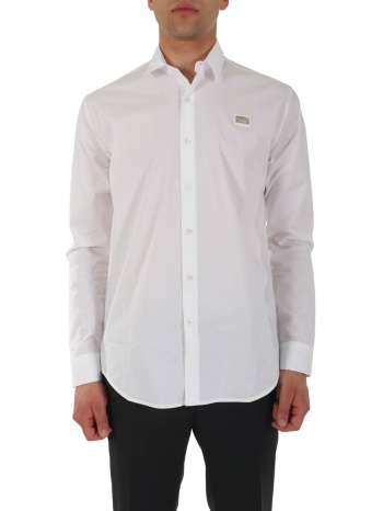 karl lagerfeld πουκαμισο metallic logo λευκο