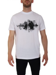 karl lagerfeld τ-shirt crew neck logo λευκο