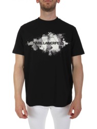 karl lagerfeld τ-shirt crew neck logo μαυρο