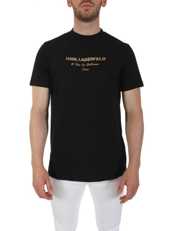 karl ladergeld t-shirt crew neck gold logo μαυρο