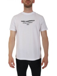 karl ladergeld t-shirt crew neck logo λευκο