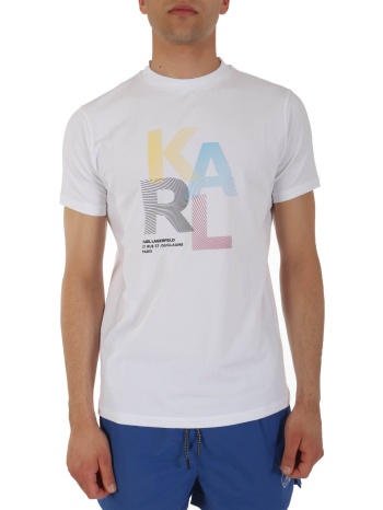 karl lagerfeld t-shirt crew neck multi logo λευκο