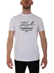 karl lagerfeld τ-shirt crew neck logo 21 rue λευκο