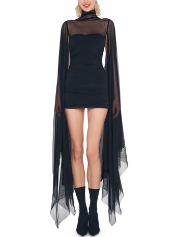 norma kamali φορεμα μινι ντραπε τουλι λουπετο μαυρο σε προσφορά