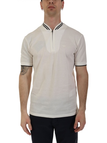 emporio armani polo halfzip λευκο-μαυρο σε προσφορά