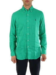 ralph lauren πουκαμισο λινο button down custom fit πρασινο