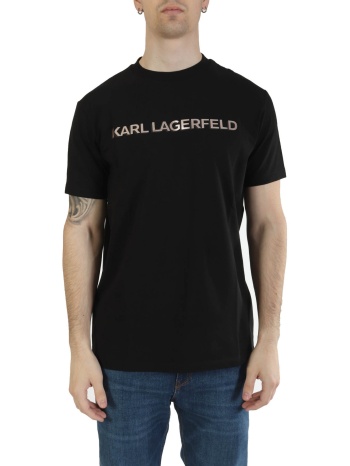 karl lagerfeld t-shirt crewneck logo μαυρο