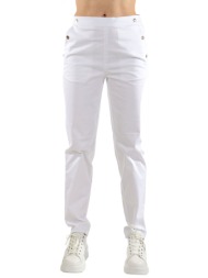 armani 7 παντελονι chino κουμπια logo λευκο