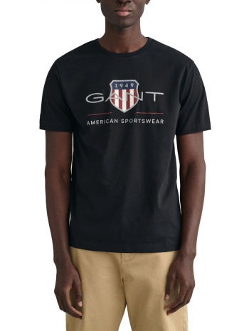gant t-shirt reg archive shield ss μαυρο