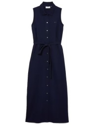 lacoste φορεμα regular fit γιακας logo κουμπια ζωνη μπλε