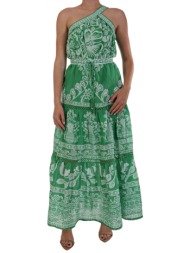 farm rio φορεμα maxi floral τσεπες πρασινο-λευκο