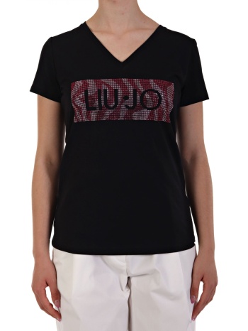 liu-jo t-shirt v-neck logo στρας μαυρο σε προσφορά
