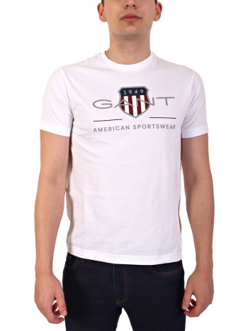 gant t-shirt reg archive shield ss λευκο