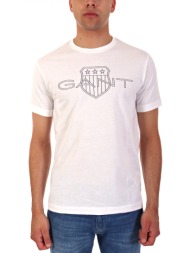 gant t-shirt logo ss λευκο