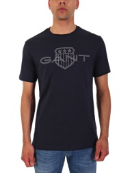 gant t-shirt logo ss μπλε