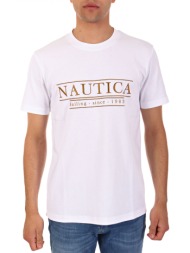nautica t-shirt regular fit tennesse logo λευκο