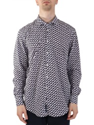 hechter πουκαμισο casual modern fit με σχεδιο μπλε-λευκο