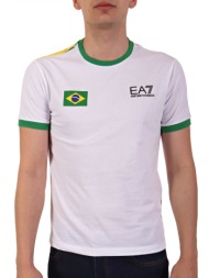 armani 7 t-shirt logo brazil flag λευκο-πρασινο