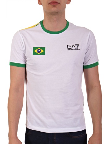 armani 7 t-shirt logo brazil flag λευκο-πρασινο σε προσφορά