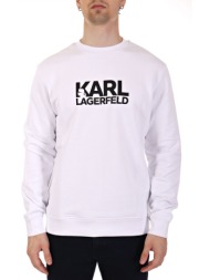 karl lagerfeld φουτερ crew neck logo λευκο