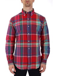 ralph lauren πουκαμισο καρω button down custom fit logo κοκκινο-μπλε