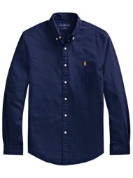 ralph lauren πουκαμισο button down slim fit logo μπλε