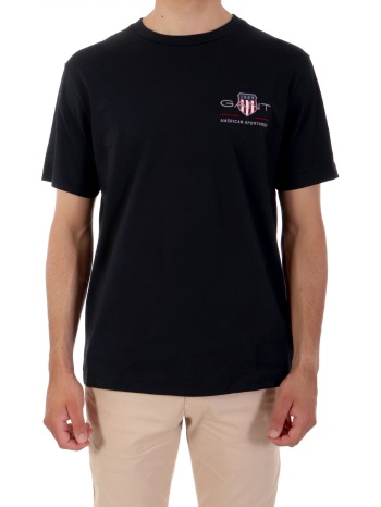gant t-shirt reg archive shield emb ss μαυρο