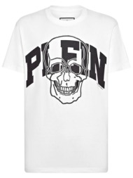 philipp plein t-shirt round neck logo λευκο