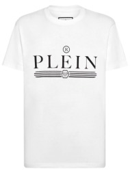 philipp plein t-shirt round neck logo λευκο