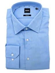 boss πουκαμισο μικροσχεδιο regular fit stretch easy iron h-joe-kent-c1-214 σιελ